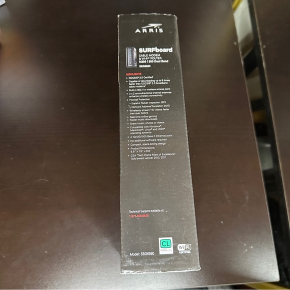 Arris SURFboard Cable Modem & Wifi Router Model SBG6580 N300 Motorola - Picture 3 of 13
